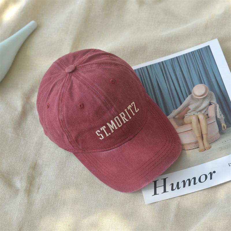 Denim hat women's summer new embroidery letter brown cap street racket sunshade versatile casual baseball cap
