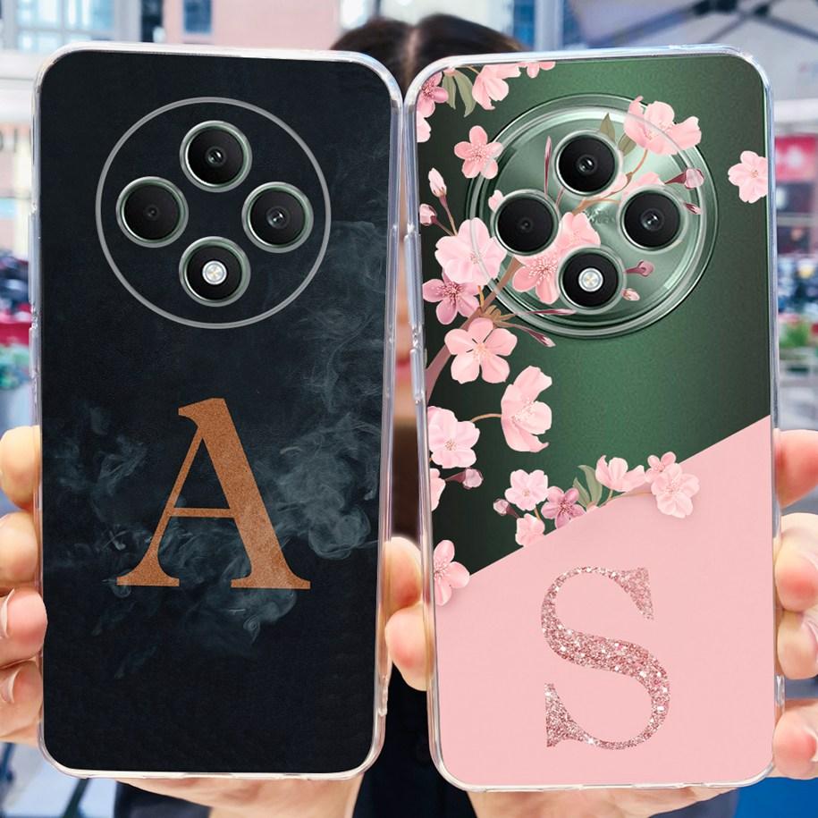 Für OPPO Reno12 F Hülle Niedliche A Z Buchstaben Blume Transparent Weiches Silikon Handy Rückseite Abdeckung Für OPPO Reno 12F 5G Reno12F 2024 Capa