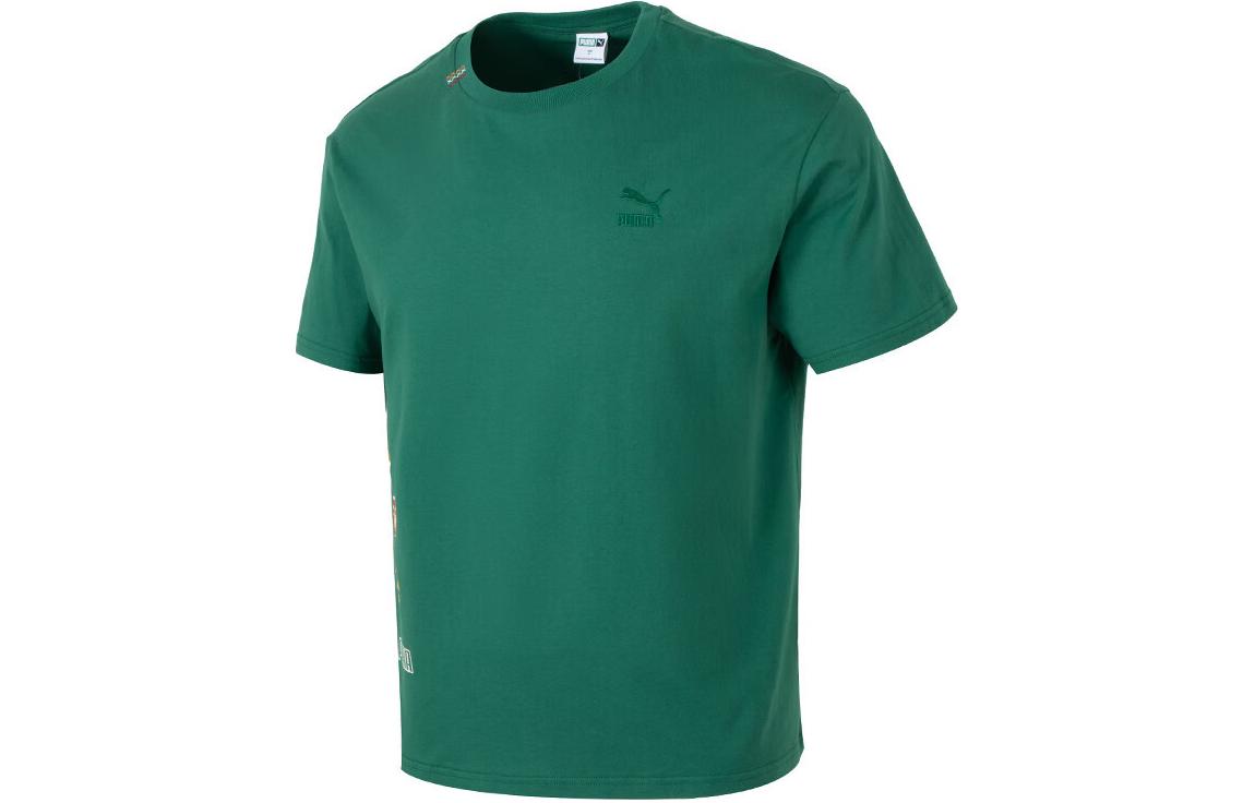 PUMA MMQ T Shirts Men s Green Crew Neck Moderate Straight Fit 626870-37 S