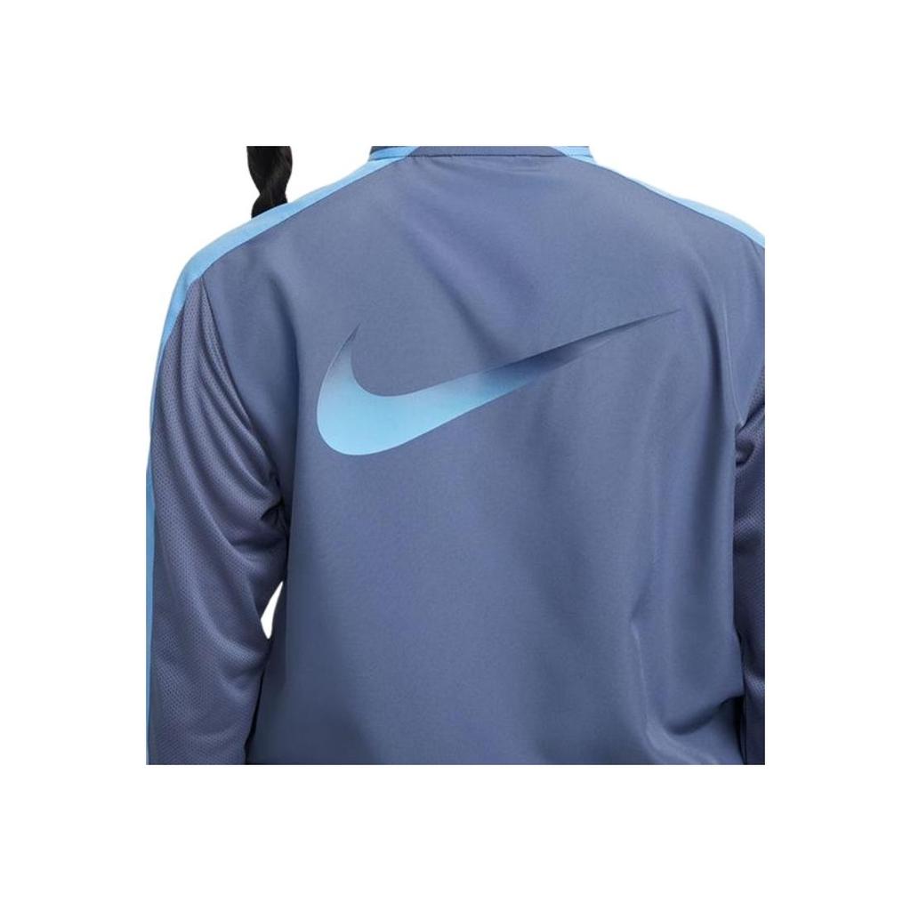 Nike Logo Printed Stand Collar Zip Long Sleeve Jacket Women jackets Light-Blue DX1038-491