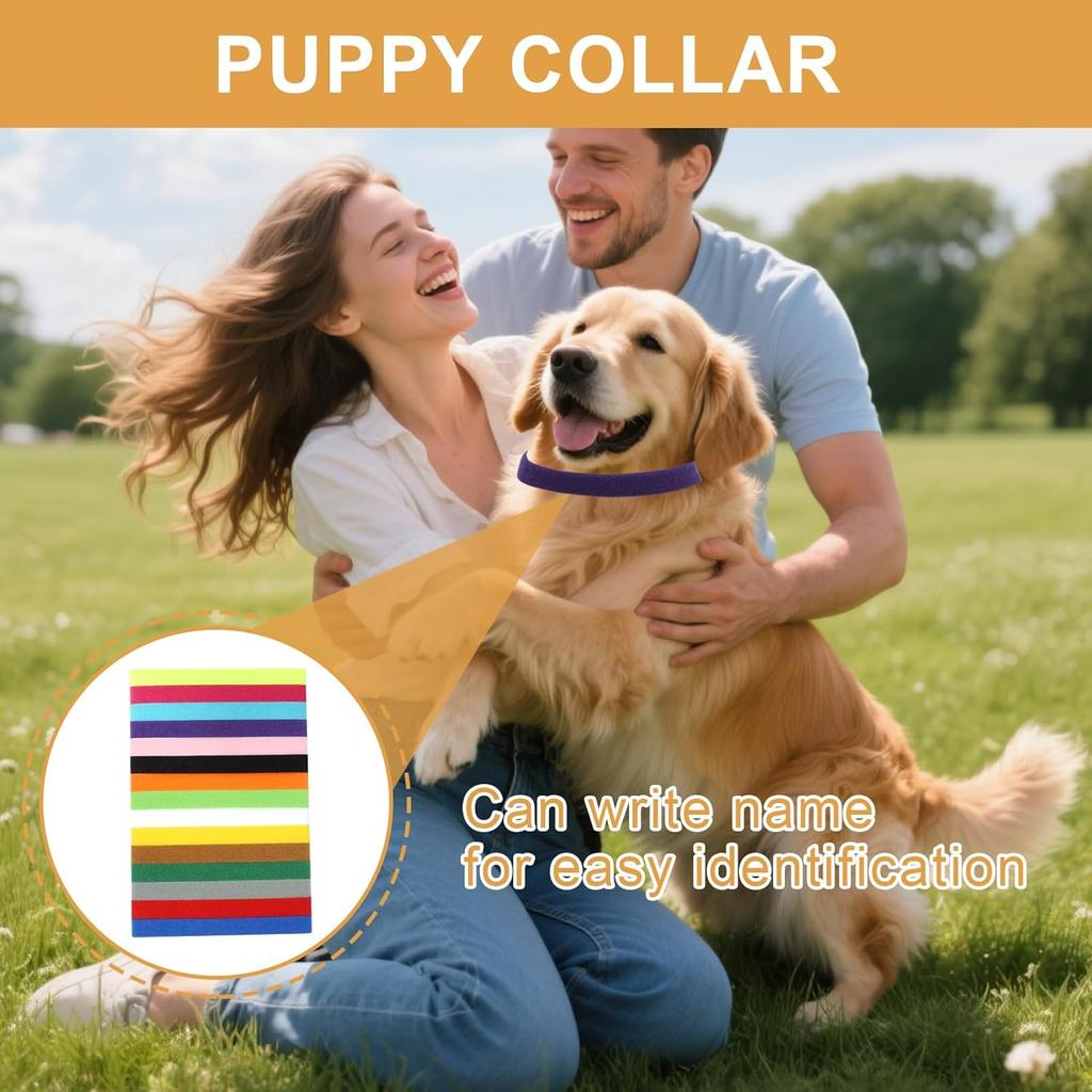 30 Pcs Whelping Collars for Puppies, Adjustable ID Bands with Soft Velcro, Newborn Puppy Collars Set for Litter and Small Pets, Reble Essentials for