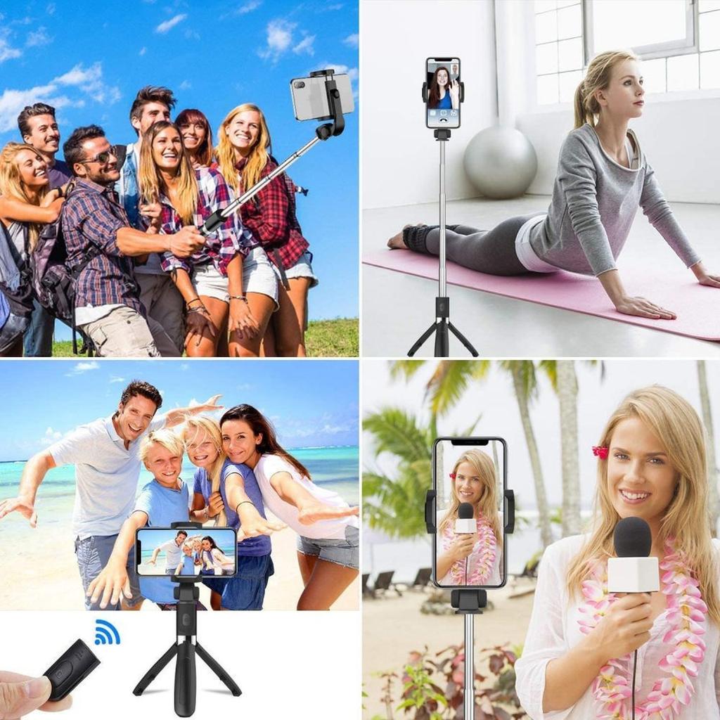 Selfie stick Bluetooth tripod up to 72cm - black