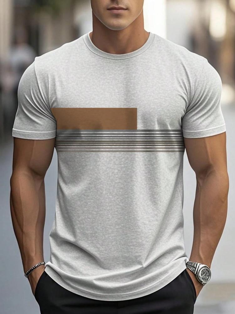 Sommer Herren Einfaches T-Shirt mit Buchstabenmuster Aufdruck Lässiges Sportliches Lockeres Rundhals Oberteil City Time Täglich Vielseitig Kurzärmelige Kleidung