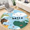 1PC Zoo Animals Pattern Office Round Area Rug, Mat Suitable For Office, Under Office Chairs Bedroom Living Room Home Decor, Room Deco