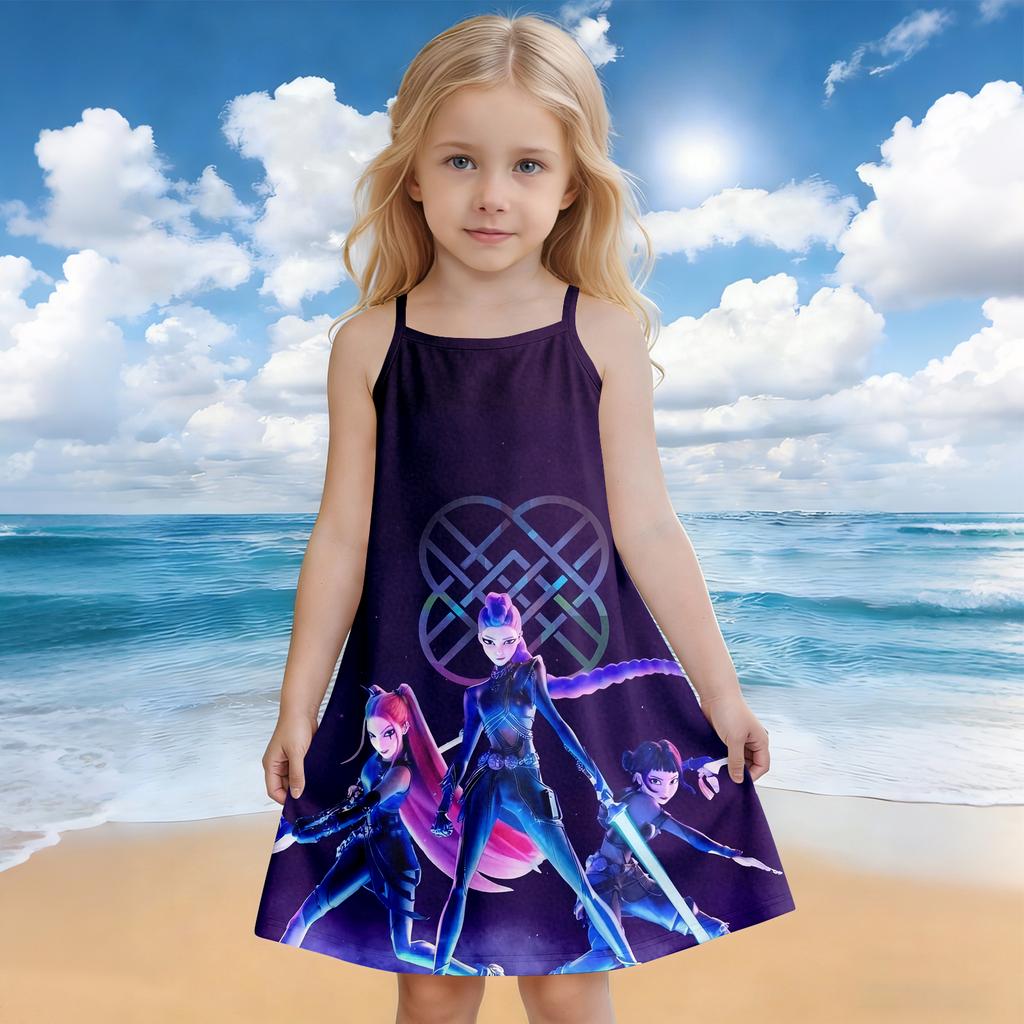Sommerkleid für Kinder mit Rundhalsausschnitt und Cartoon-Print