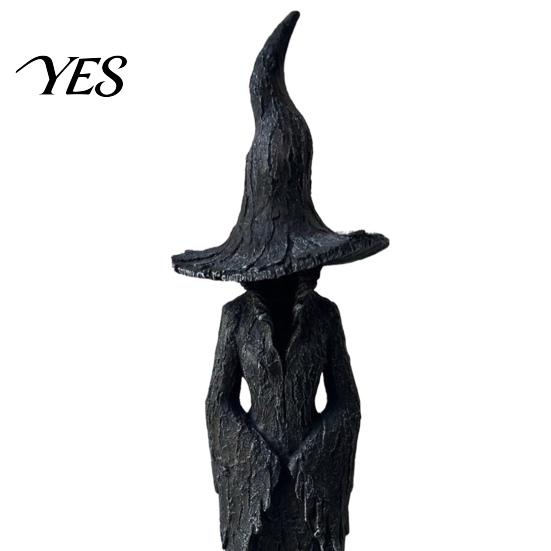 Occult Home Accessories for Room Halloween Witch Statue, Resin Gothic Tree Figurine, Vintage Decor Living Space Dark Fantasy Ornament Tabletop,