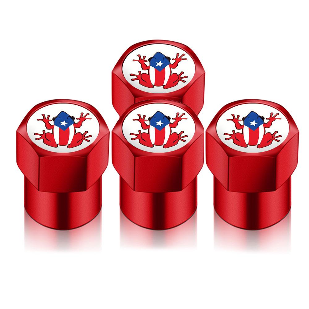 Puerto Rico Coqui Frog Decal Flag Design Car Wheel Tire Air Valve Caps Stem Car Stickers For Cars Motor Auto Universal Accessories Gift for Men Woman