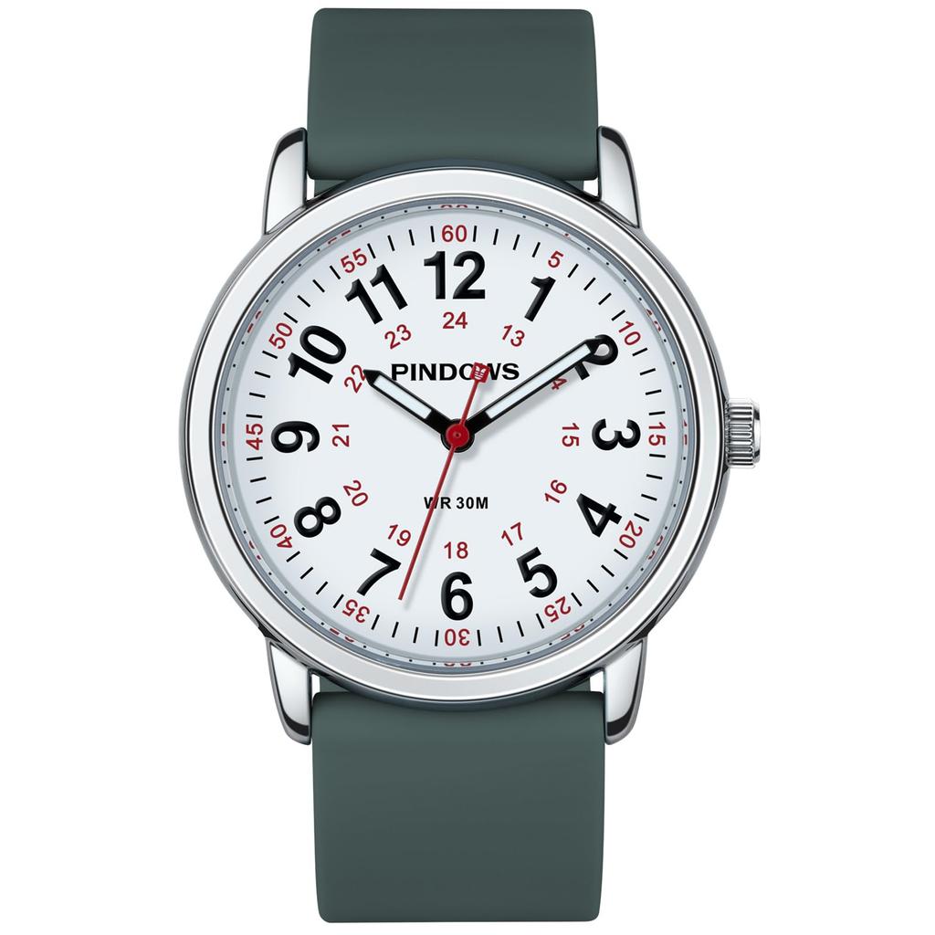 PINDOWS Unisex Analog Quartz Watch for 30m Water Military Time Luminous Dial for Easy Visibility Women's Watch, Students, Resistant, Display,