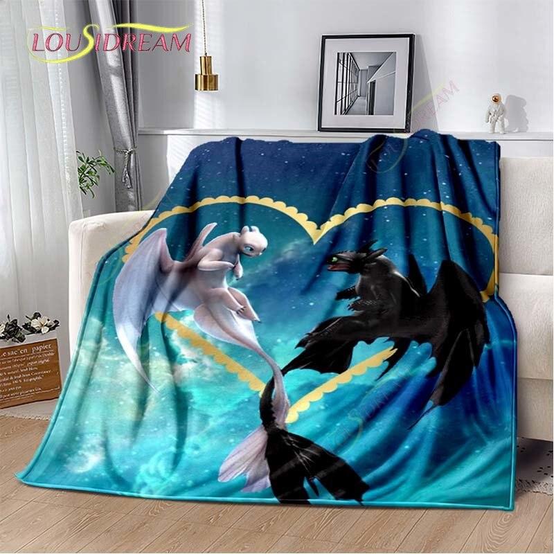 Κινούμενο Σχέδιο Πώς να Εκπαιδεύσεις τον Δράκο σου Χαριτωμένη Κουβέρτα Ελαφρύ Κλινοσκεπάσματα Εξαιρετικά Μαλακή Ζεστή Κουβέρτα Φλις για Κρεβάτι Σαλόνι Καναπέ