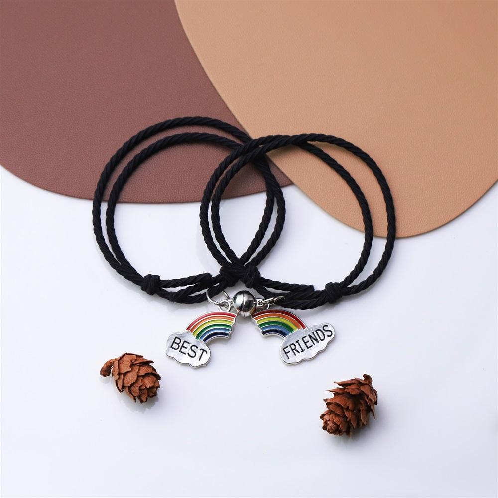 Band Couple Bracelet Magnet Paired Rubber for Lovers Distance Bracelet Women Men Braided String Bracelet Friendship Jewelry Gift