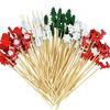 50/100Pcs Christmas Bamboo Skewer Cocktail Picks Cupcake Topper Disposable Food Dessert Toothpicks Fruit Sticks Party Supplies