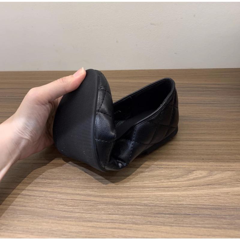 New Black Spring New Round Head Bow Flat Bottom Ballet Single Shoe Shallow Mouth Women's Mary Janes Shallow Solid  Leather Shoes