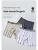 Men's Seamless Mid-Waist Modal Boxer Briefs: Extended Length, Anti-Chafe, Anti-Slip, Antibacterial.