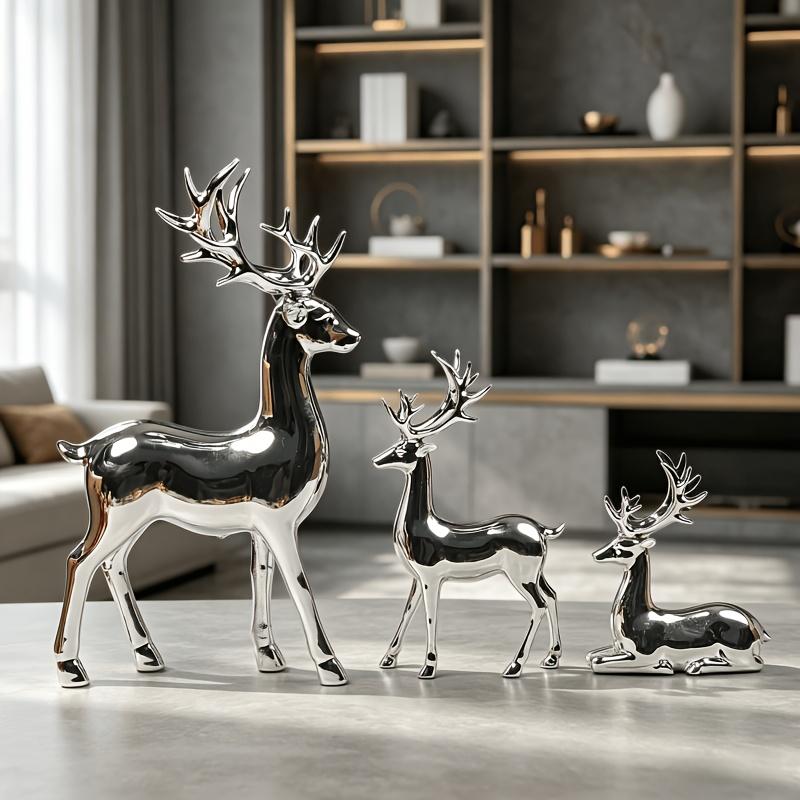 Light Luxury Couple Deer Figurine Home Living Room Wine Cabinet Decoration Housewarming Gift Resin Craft Light Luxury Style