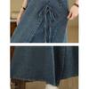 Plus Size Summer Denim Dress Vintage Elegant Loose Casual Basic Belt Dresses Maxi