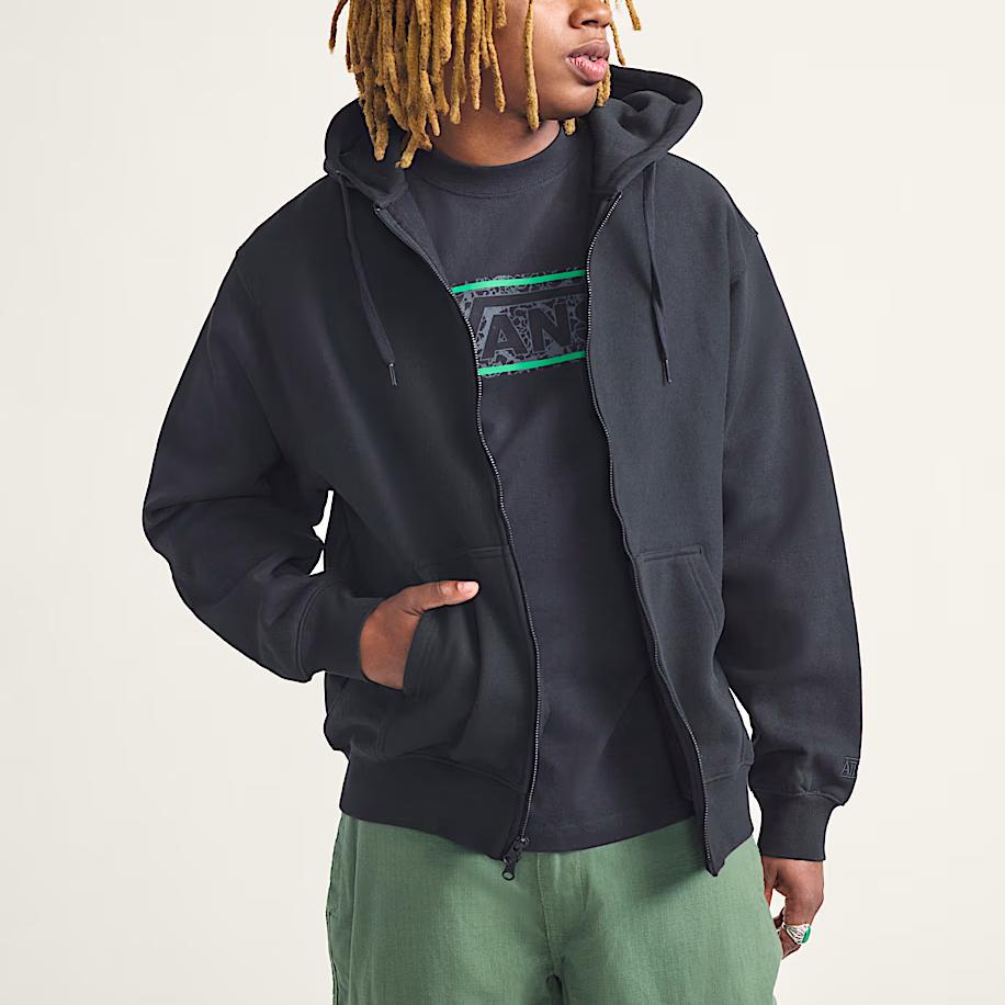 Vans X Atiba Collaboration Hooded Zip-Up Loose Long Sleeve Sweatshirt Unisex sweatshirt VN000Q77BLK