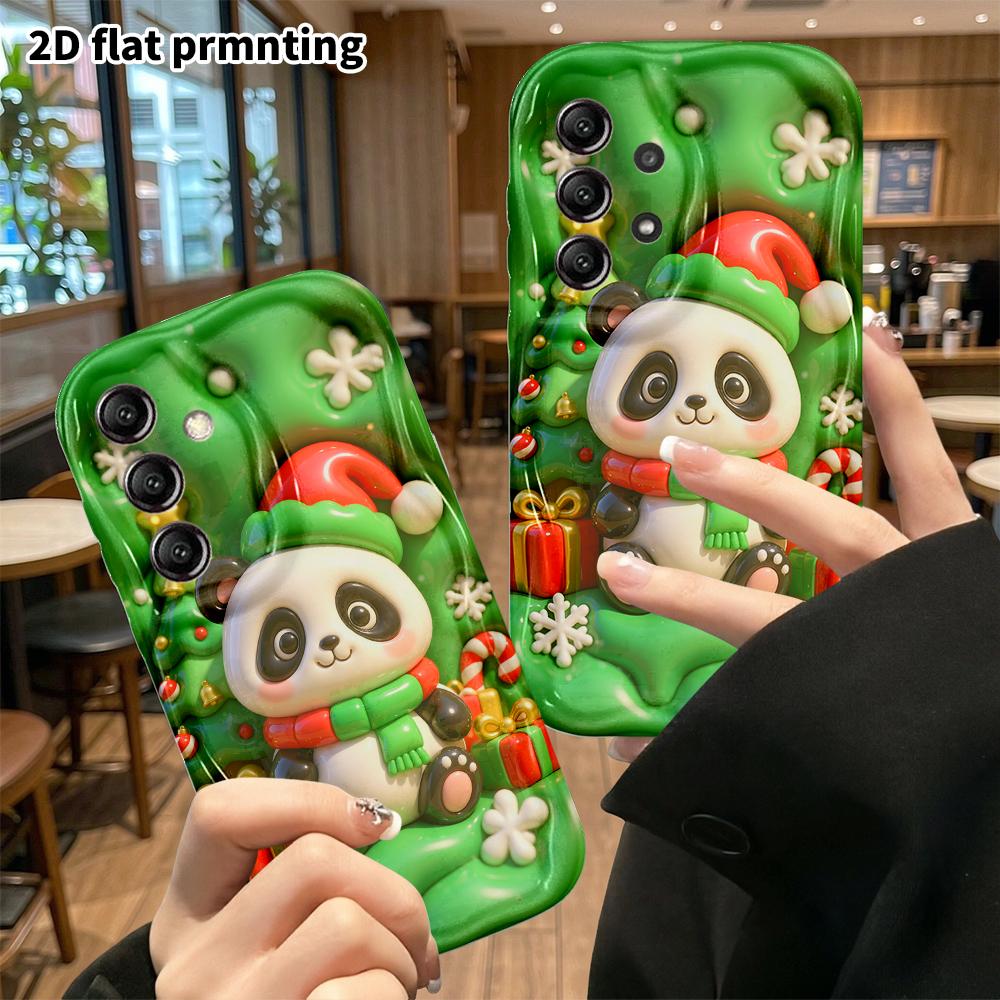 Phone Case: 2D Flat, Suitable for Samsung Galaxy A34 A35 M05 M06 S20 S22 S21 FE Plus 5G Protective Case, Christmas Panda, Perfect Holiday Gift for Chr