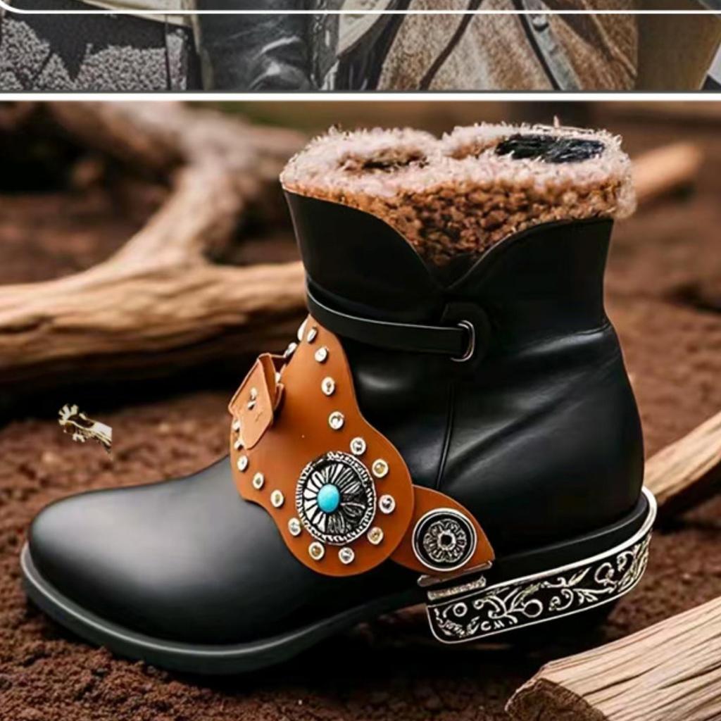 Riding Boot Strap Straps Decorative Metal Rivets LeatherLike Prong Navy Middle Ornament