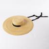 Summer new retro fashion big eaves straw tether flat top straw hat, beach travel sun protection flat top straw hat