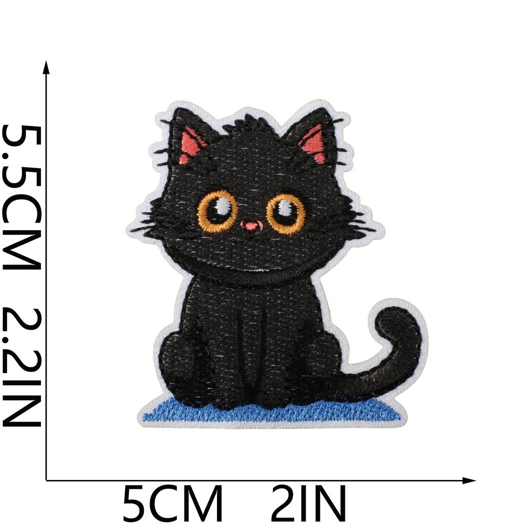 Cat Party Embroidery Cloth Sticker Ironing Cartoon Kitten Embroidery Label Tide Play Bag Decoration Patch Sticker Cute Meow Meow