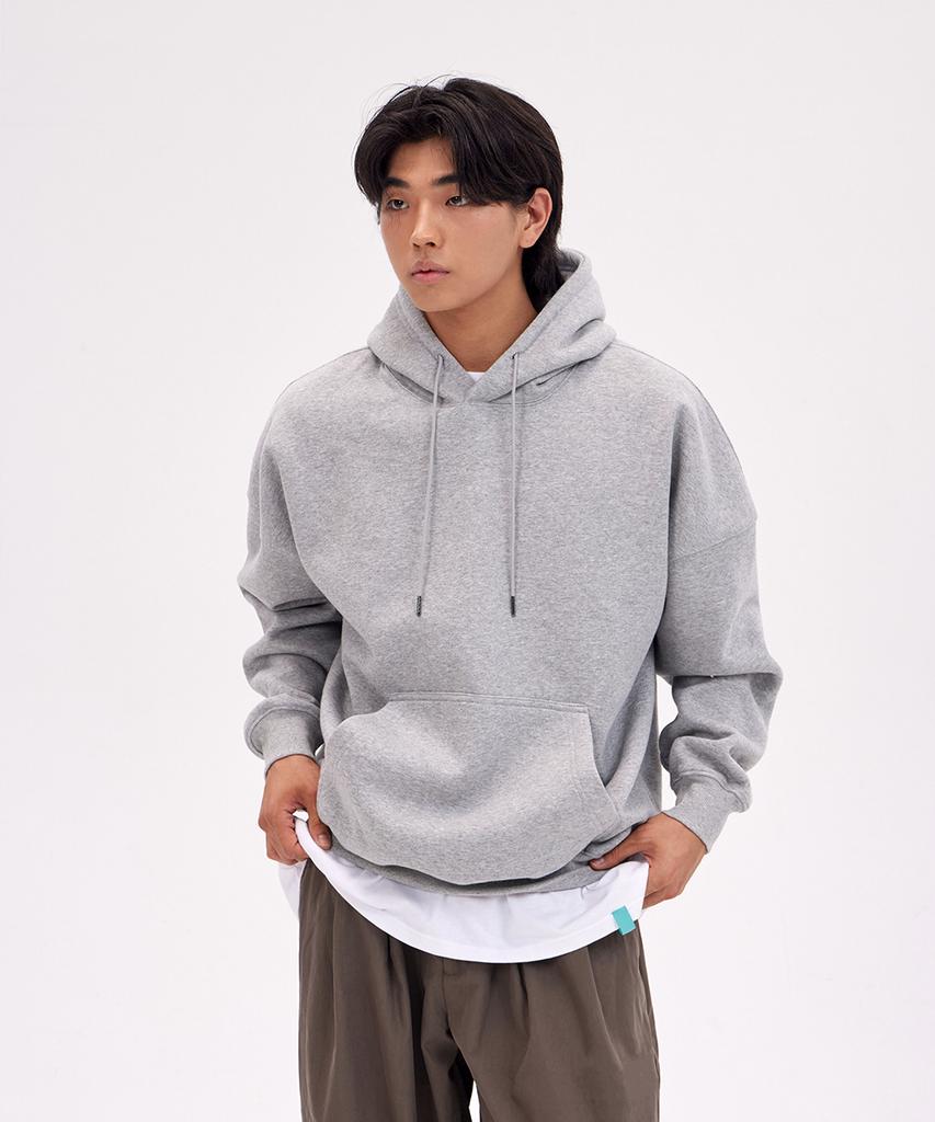 Oversized Wide Shoulder Hoodie_Melange