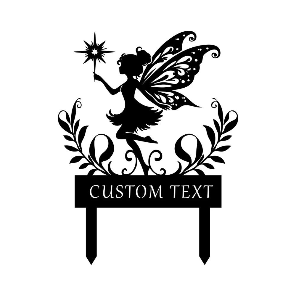 Metal Fairy Garden Stake Personalized Flower Bed Decoration Outdoor Gift