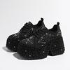 Small Height-enhancing Shoes for Women, Fashionable, Star-studded Rhinestones, Autumn Thick-soled, Light Luxury Low-top Shoes