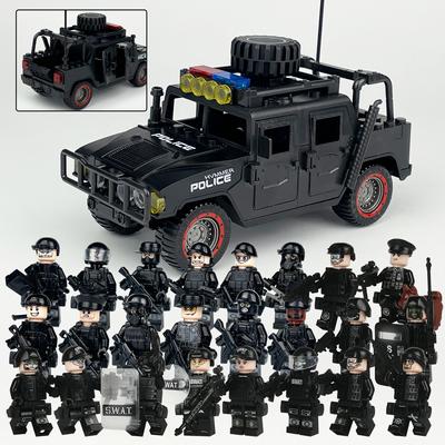 MOC Humvee Schwarz SWAT Kinder Montieren Baustein Spielzeug Waffe Zubehör