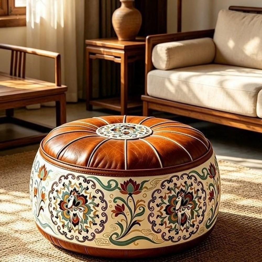 PU Leather Boho Style Seat Cushion Cover Unstuffed Storage Leg Bench Sofa Stool Cover  Balcony