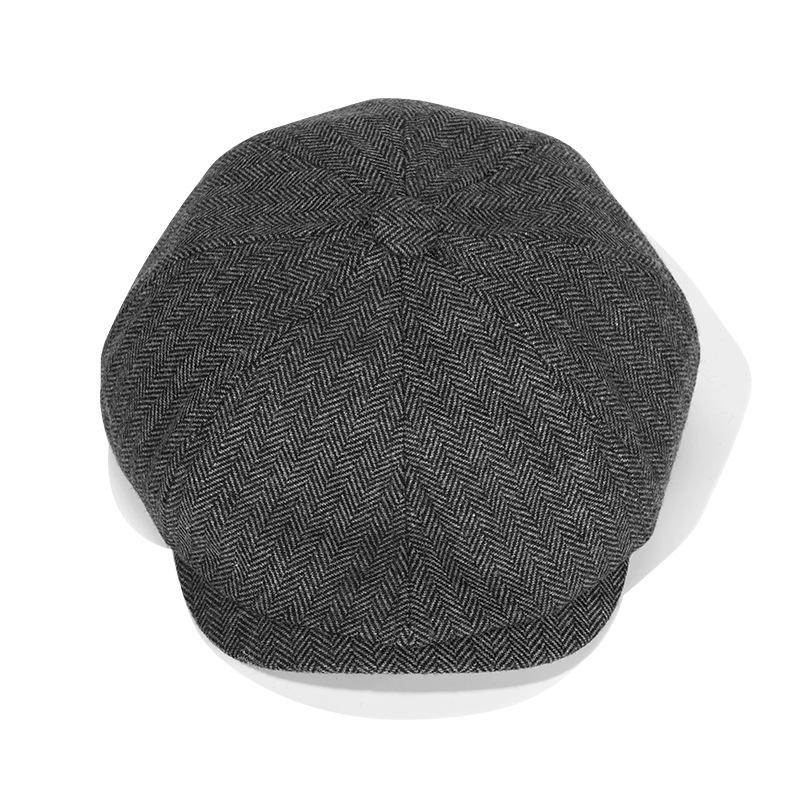 

Beret thermal hat painter hat autumn and winter forward hat men s and women s British retro octagonal hat Adjustable сірий колір