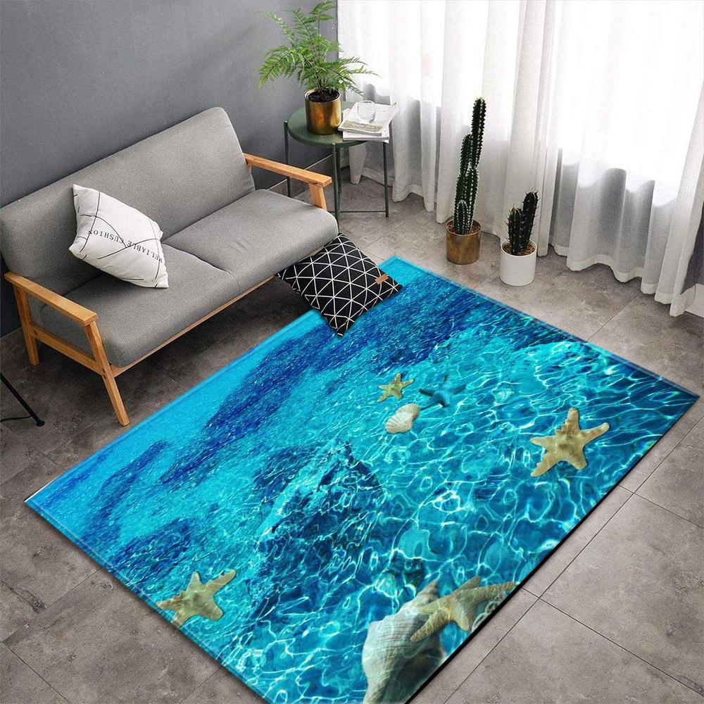 3D Beach Sea Carpets Home Decor Pebble Lotus Pond Living Room Area Rug Bedroom Rug for Boys Floor Mat Soft Kitchen Rug Doormat