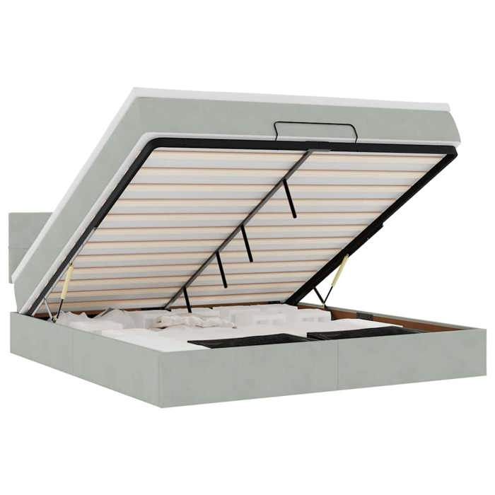 VidaXL Cadre de lit ottoman avec matelas gris clair 160x200 cm velours, cadre de lit, cadre de lit rembourré, cadre de lit 3311783