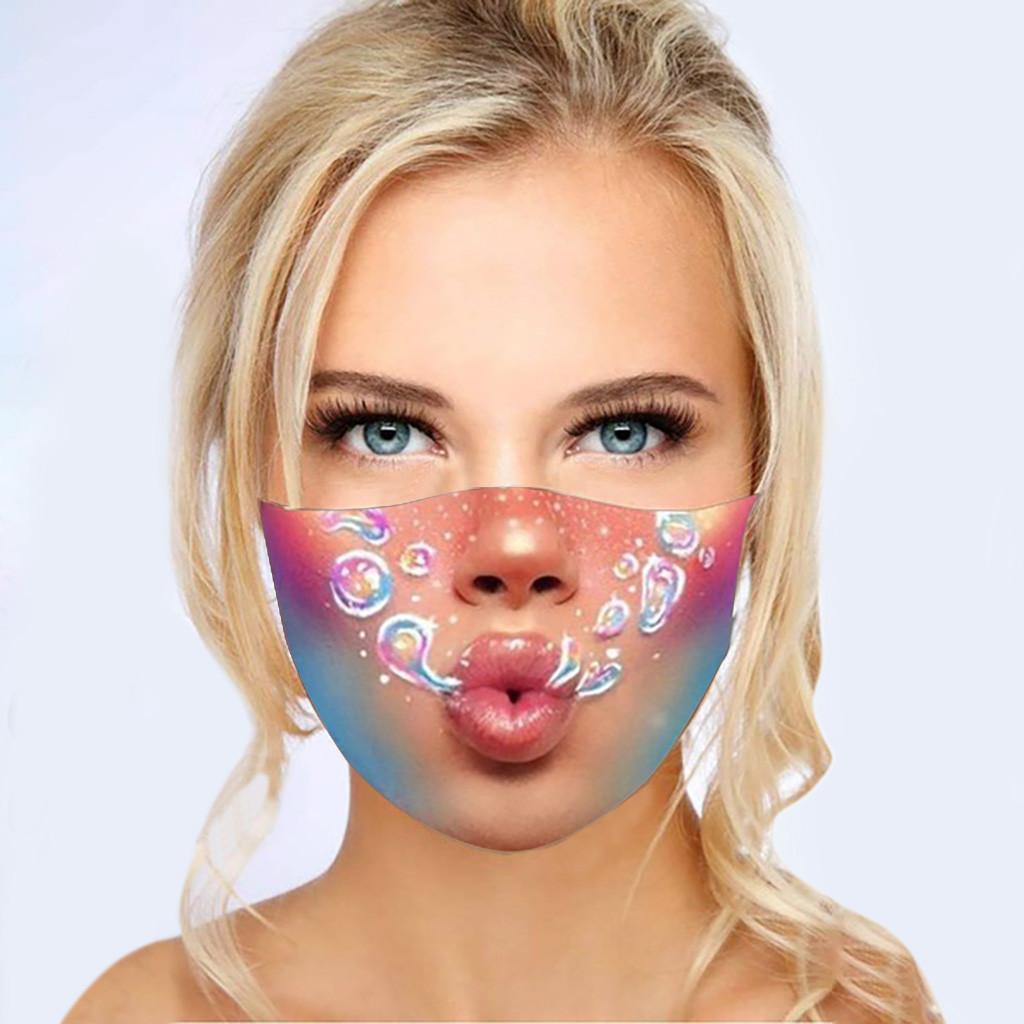 Reusable Dust Mask with Exaggerated Makeup Print for Women Washable Face Covering Adjustable Ear Loops Comfortable Fit