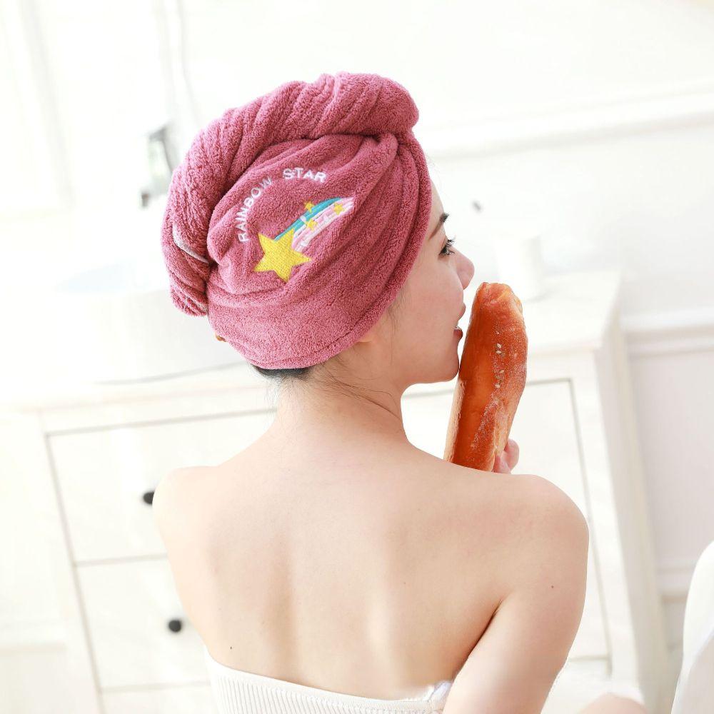 Time Saving Strong Absorbent Coral Fleece Rapid Drying Towel Dry Hair Cap Head Scarf Shower Cap