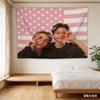 K-Pop Pink Flag Tapestry, Cute Peace Sign Pose Print Polyester Wall Hanging, Fan Themed Home Decor For Bedroom & Dorm