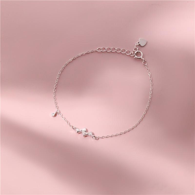 

925 Sterling Silver 14k Gold Plated Bracelet Micro Set Zircon Exquisite Bow Bracelet for Women Temperament Jewelry Gift 17 3cm серебряный