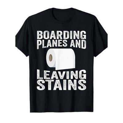 [T-shirt d'aéroport humoristique] T-shirt d'aéroport humoristique pour homme | Design embarquement avions, Col rond, T-shirt de voyage décontracté et confortable | Été, Printemps, Automne,