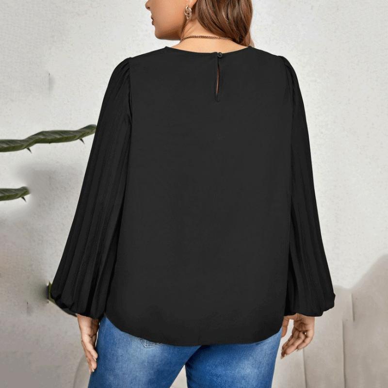 Женская черная футболка с круглым вырезом и длинным рукавом. Удобная дышащая легкая — фото 5