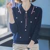 Elegant Mom Autumn Knit Sweater Middle Age Women Turn Down Collar Pullover Versatile Base Layer Top