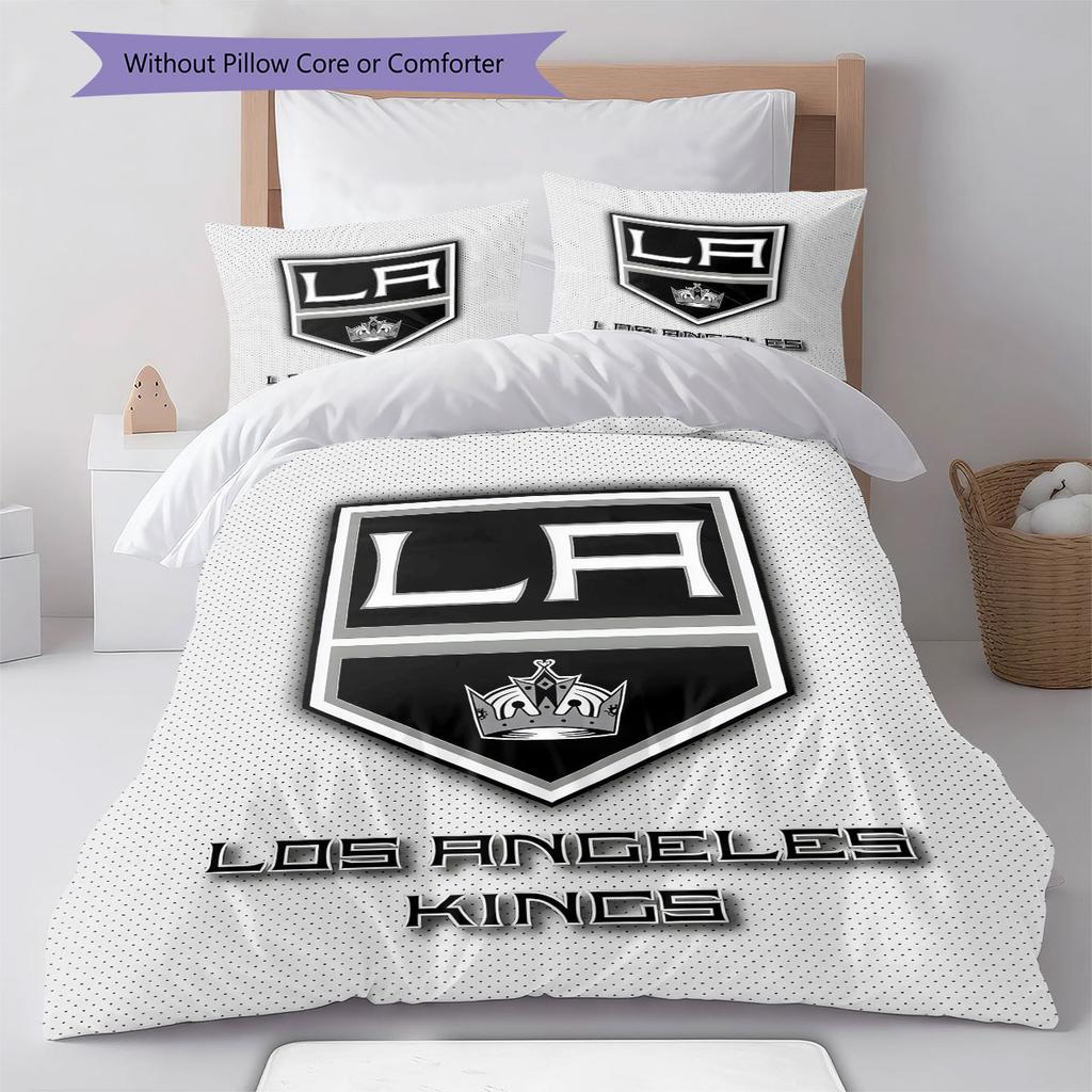 LA Kings Art Pattern Bedding Home Decoration Birthday Gift ( 1 duvet cover + 2 pillowcase, without core),fan merchandise.