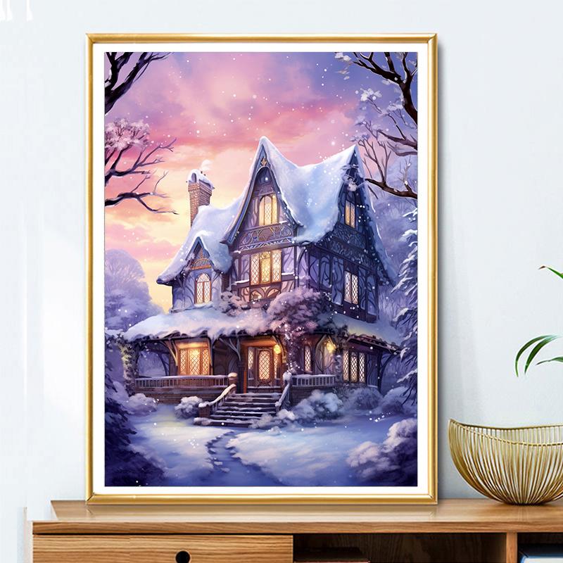 5d DIY Diamond Painting Cross Stitch Winter Snowhouse Scenery Handicrafts Diamond Embroidery Mosaic Full Round Drill Home Decor
