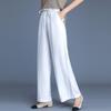 Ice Silk Cotton Linen High-Waist Wide-Leg Cropped Pants - Casual Loose Summer Style for Women
