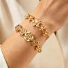 18k Gold Plated Titanium Steel Bracelet with Three-Dimensional Flower & Blade Chain Design