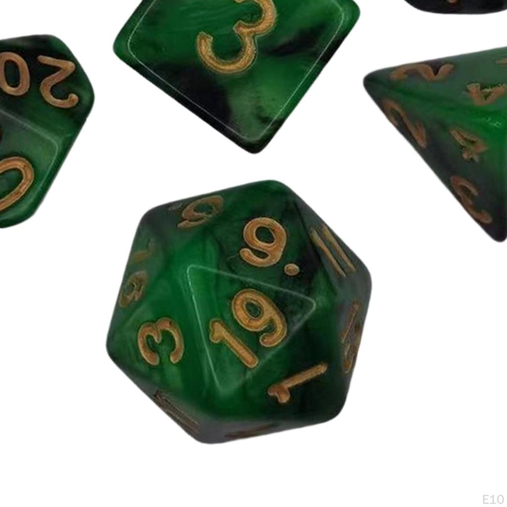 7 stycken färgglada polyedriska tärningar samling brädspelsrekvisita leksaker presenter Hållbar slät yta för