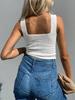 Women's Ribbed Tank Top Square Neck Slim Fit Sleeveless Summer Knit Shirt