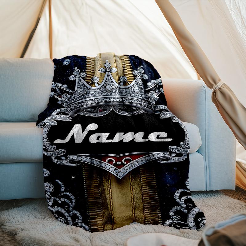 1PC Custom Name Royal Name outdooor Flannel blankets Throw Blanket All-Season Throw Gift Bedspread for Couch, Bed, Camping Holiday Birthda