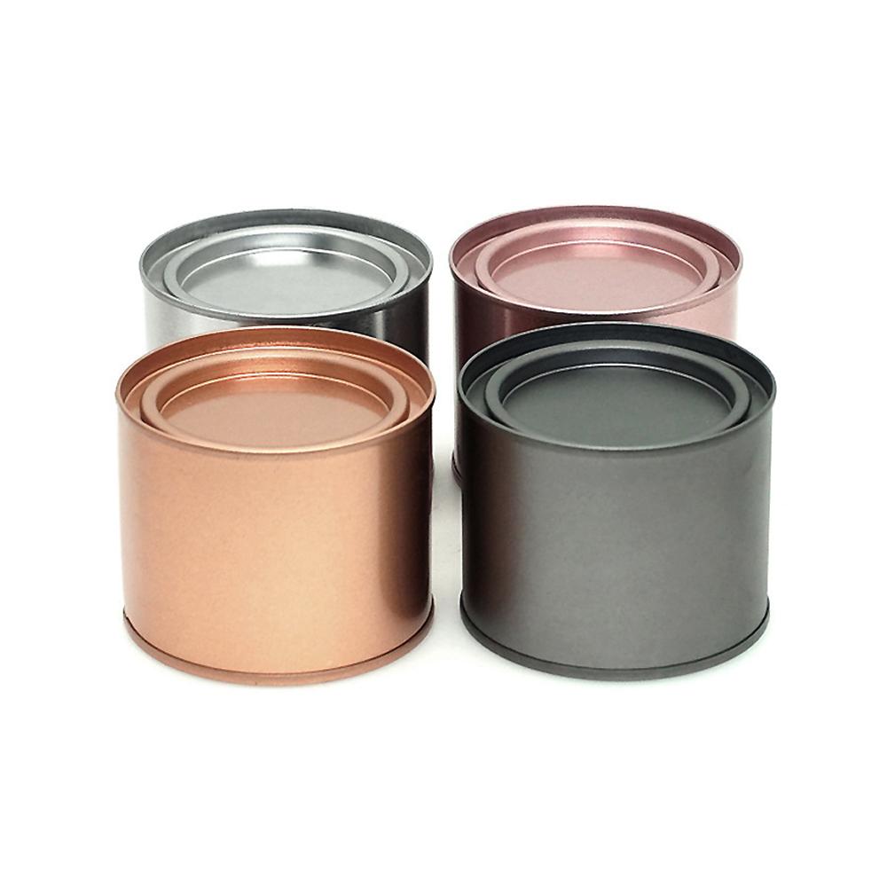 4Pcs/Set Portable Multipurpose Round Mini Seal Metal Tea Can Tinplate Stretch Candle Can Canisters Candy Jar Aromatherapy Box