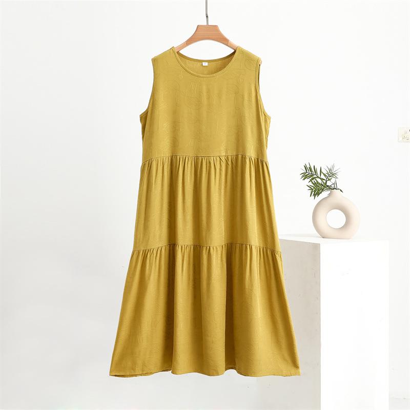 Jacquard Craft Cotton Silk Casual Women's Vest Dresses Dresses Thin Bottom Dresses Cotton Rayon Long Cake Dresses Beach Dresses