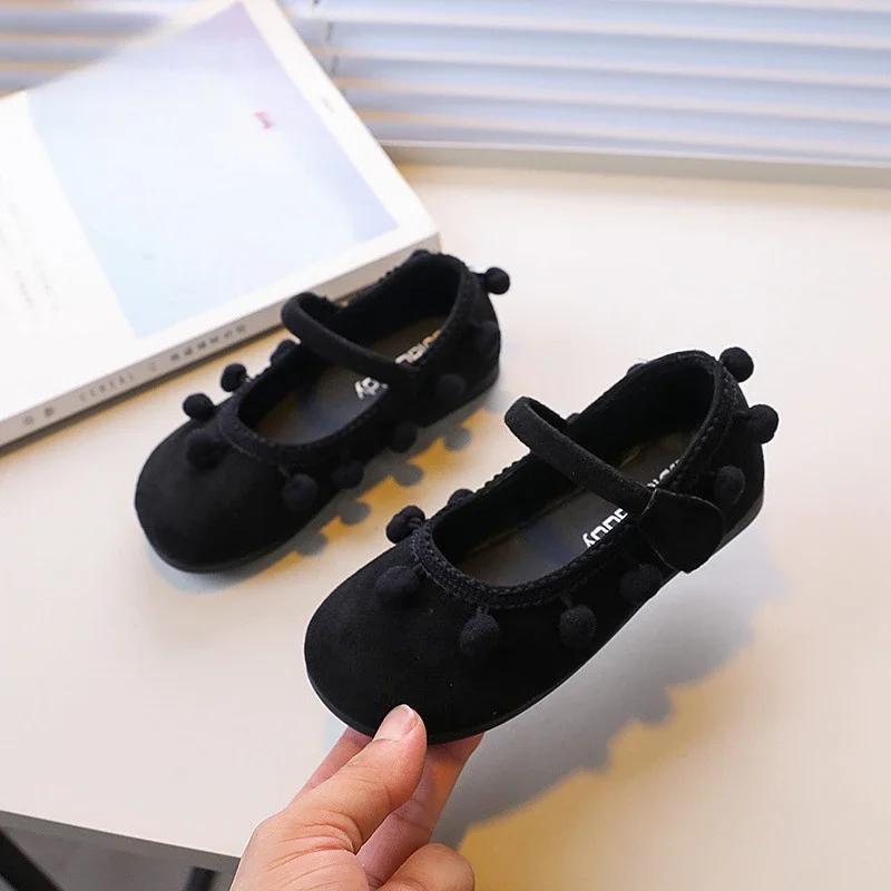 Simple Retro Kids Leather Shoe Round-toe Tassel Ballet Flats for Girls Fashion Versatile Children Causal Shallow Moccasins Shoes