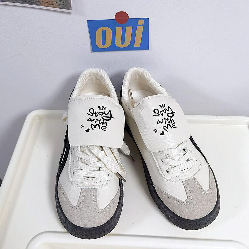 

Модные маленькие белые женские туфли нишевые ретро туфли универсальные повседневные кеды 40 чёрный